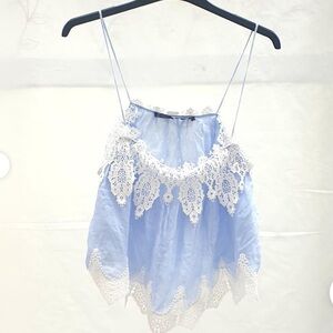 Zara Studio Light Blue Lace-Trim Camisole